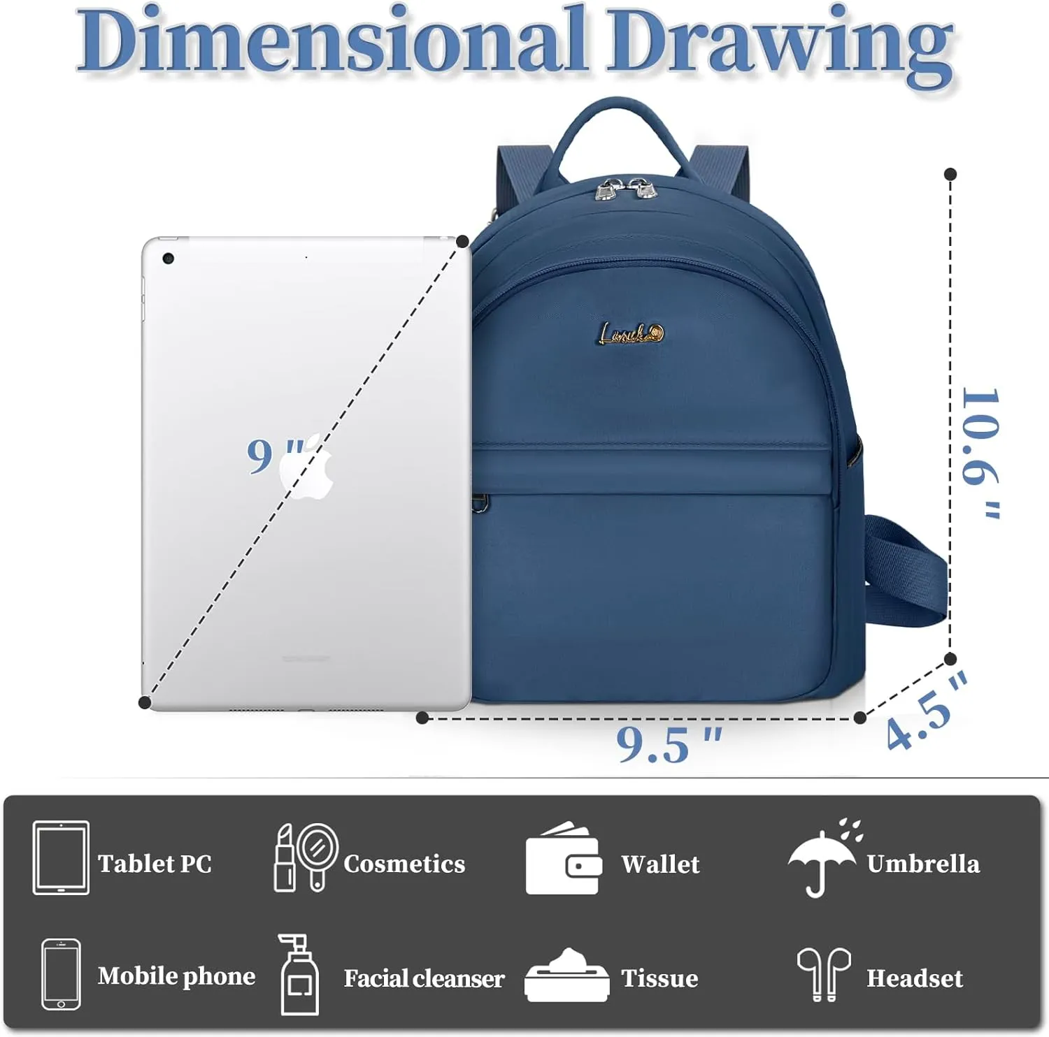 Mini Backpack for Men and Women - Lightweight Daypack Backpack Durable - for Travel, Shop, Work - Blue