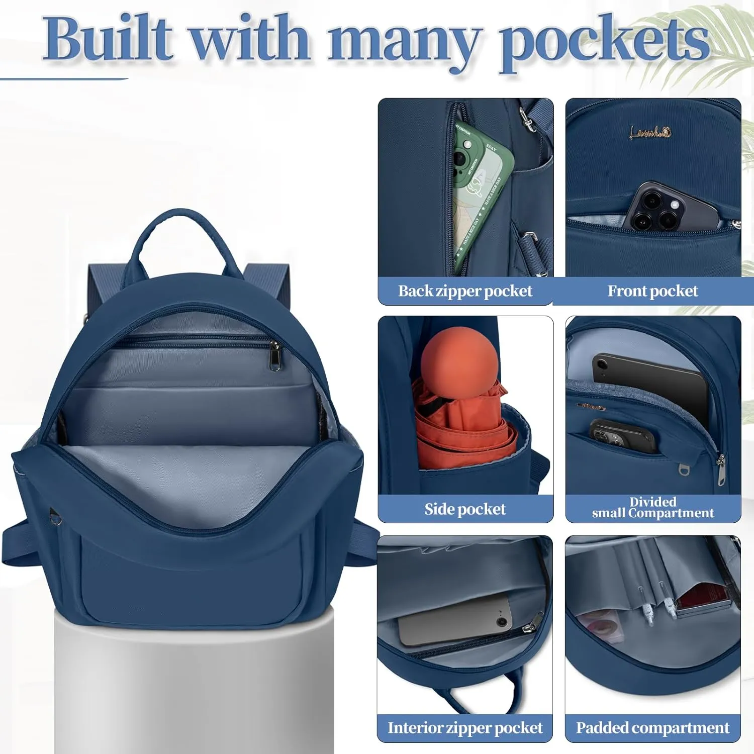Mini Backpack for Men and Women - Lightweight Daypack Backpack Durable - for Travel, Shop, Work - Blue