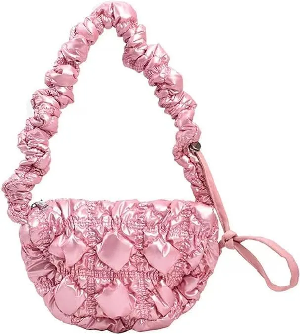 Mini Puffer Shoulder Bag Chic Gradient Rainbow Cloud Bag Quilted Hobo Crossbody Bag Handbag Cute Small Purse Satchel