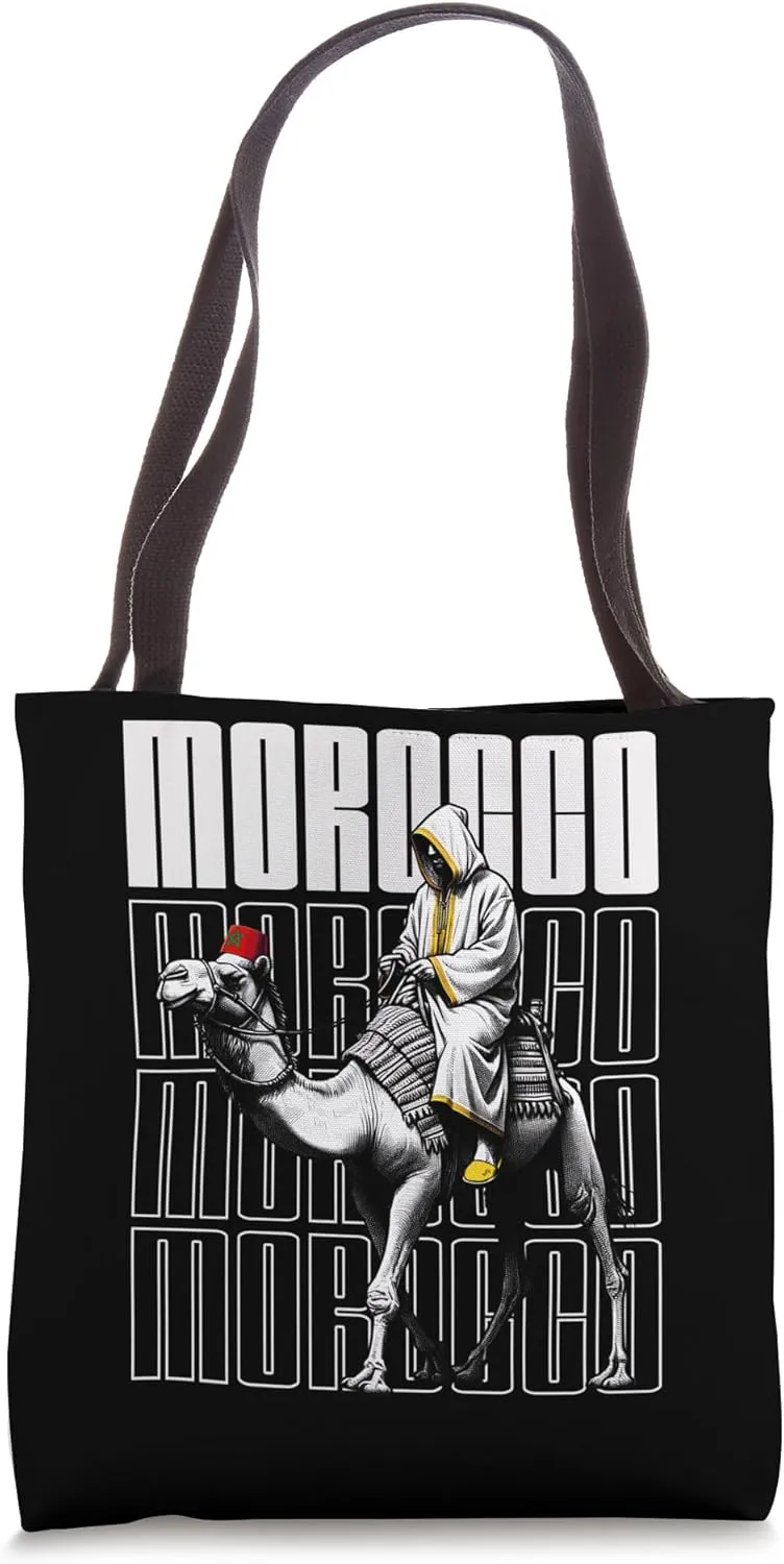Morocco Camel Riding Desert Moroccan Djellaba Marrakech Tote Bag