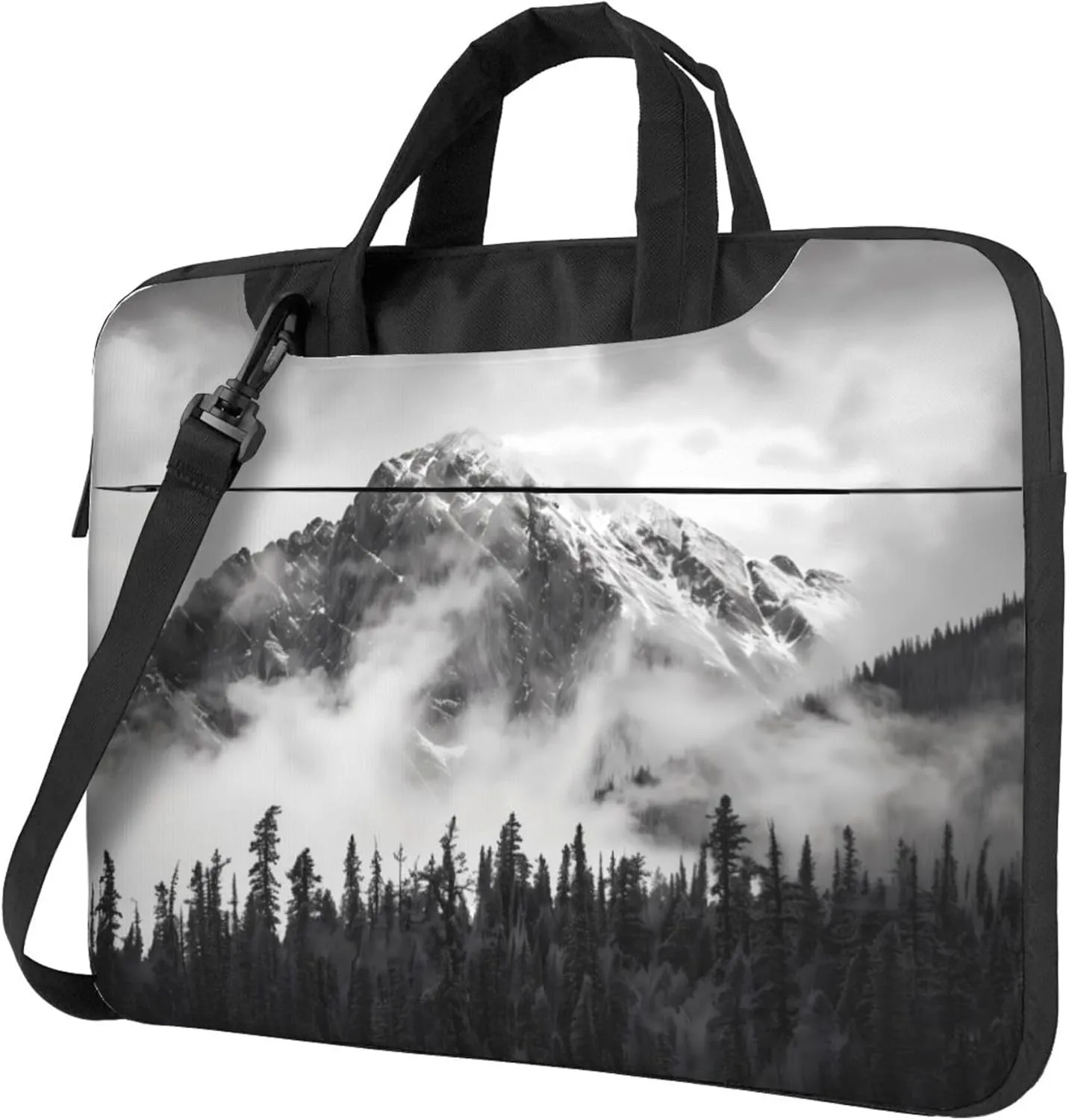 Mountain Forest Tree Foggy Laptop Shoulder Bag for Women, Laptop Sleeve Case Durable Computer Bag