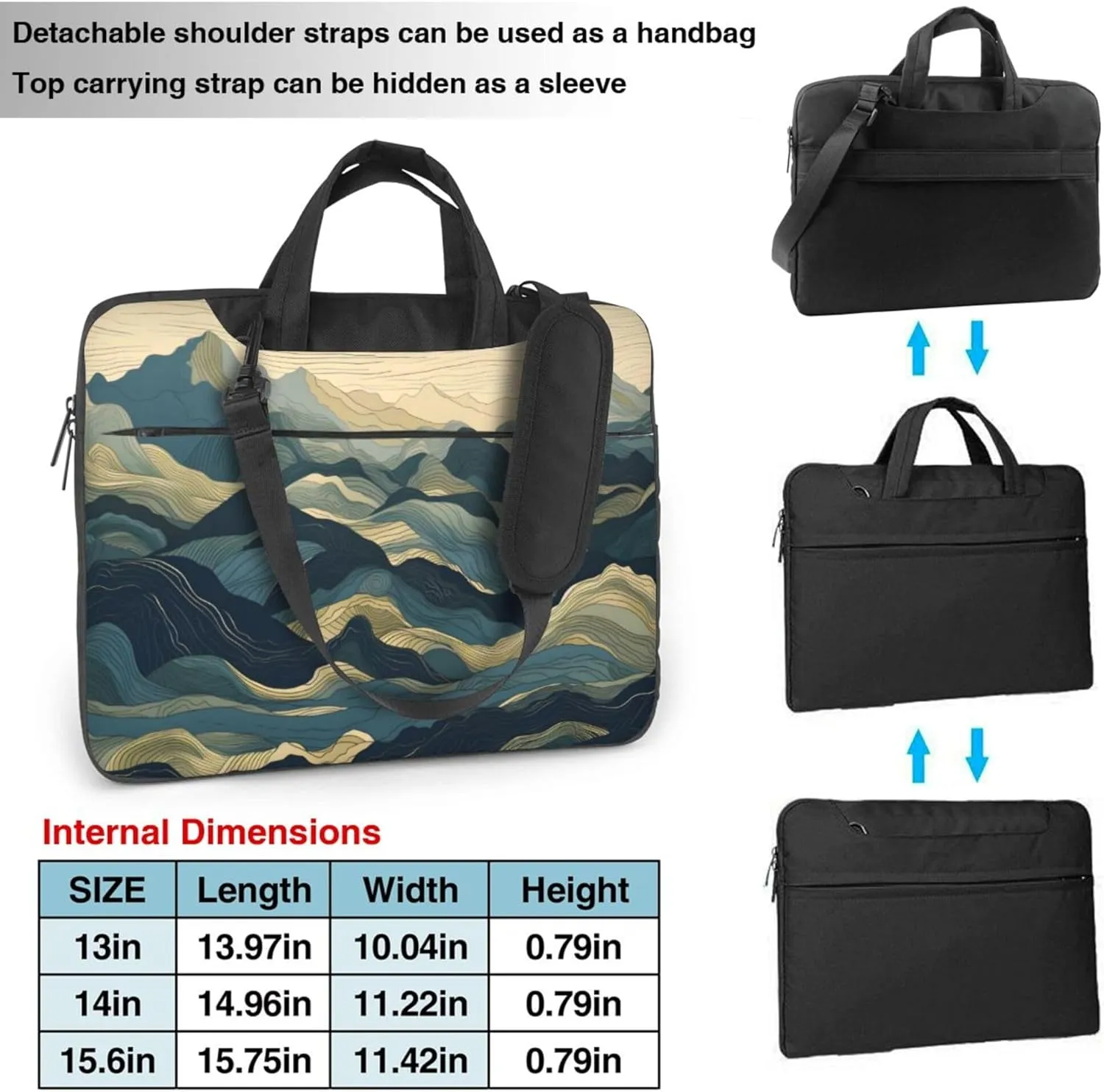 Mountain Theme Landscape Laptop Shoulder Bag for Women, Laptop Sleeve Case Durable Computer Bag
