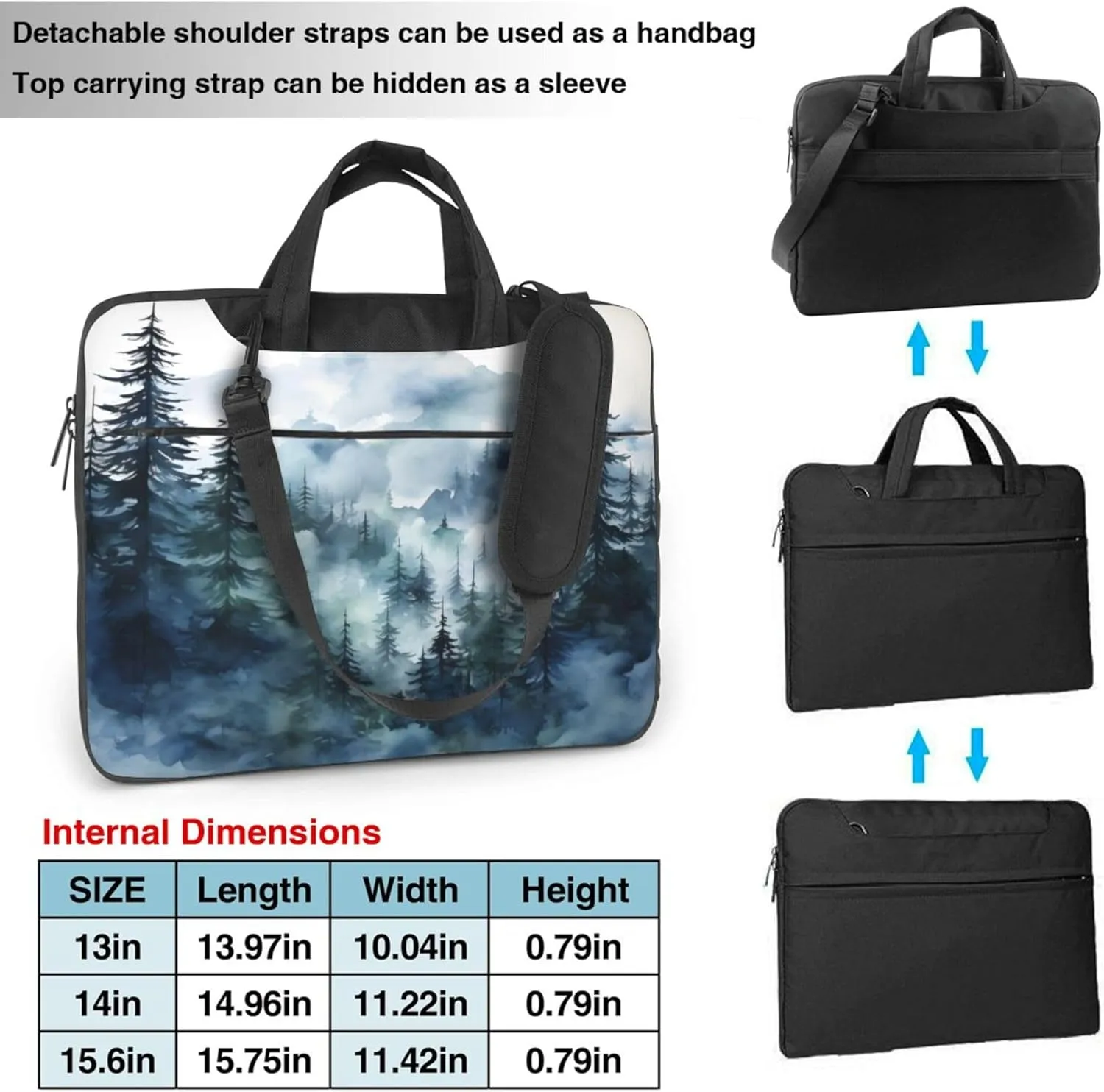 Mountain Tree Painting Laptop Shoulder Bag for Women, Laptop Sleeve Case Durable Computer Bag