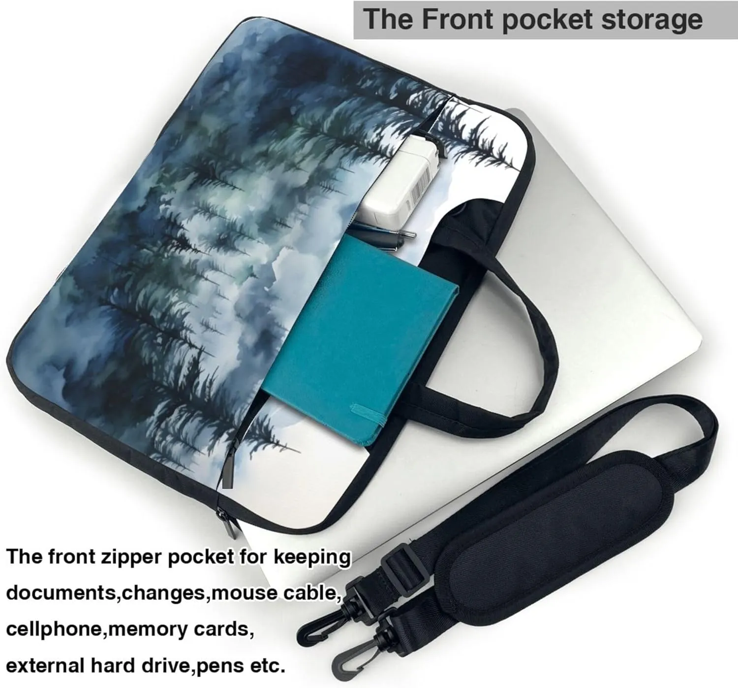 Mountain Tree Painting Laptop Shoulder Bag for Women, Laptop Sleeve Case Durable Computer Bag