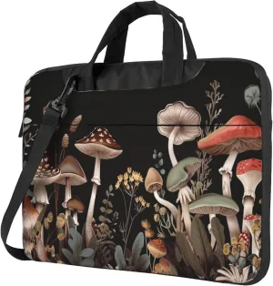 Mushroom Leaves Laptop Shoulder Bag for Women, Tropical Plants Laptop Sleeve Case Durable Computer Bag