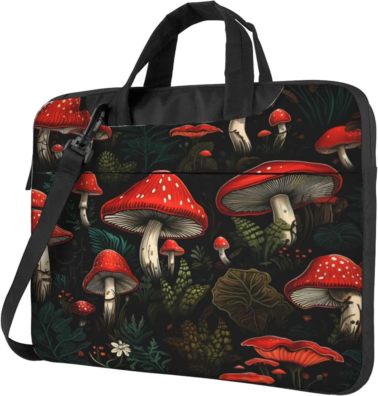 Mushrooms Leaves Tropical Plants Laptop Shoulder Bag for Women, Laptop Sleeve Case Durable Computer Bag