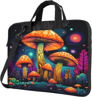 Mushrooms Rainbow Laptop Shoulder Bag for Women, Psychedelic Mushroom Laptop Sleeve Case Durable Computer Bag