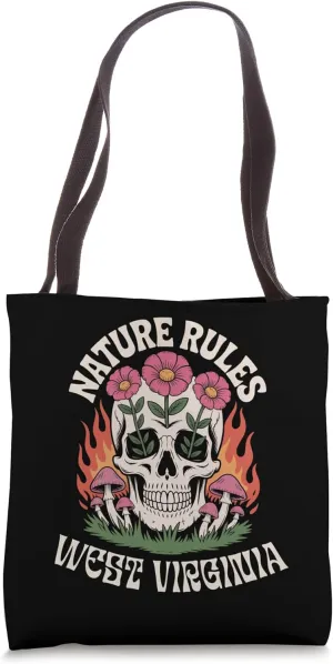 Nature Rules Vintage Skull West Virginia Tote Bag