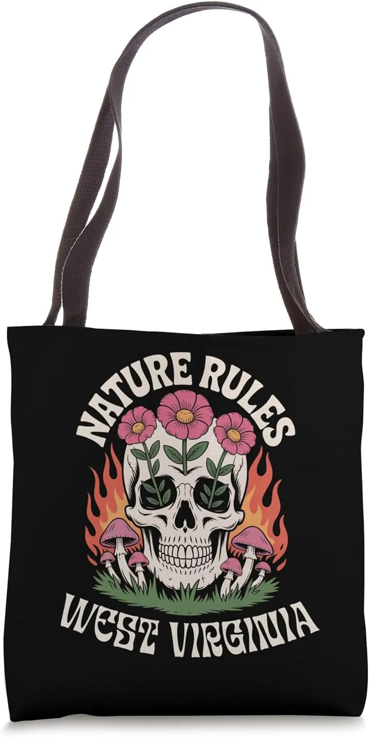 Nature Rules Vintage Skull West Virginia Tote Bag
