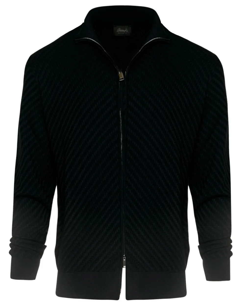 Navy Basketweave Stich Full Zip Sweater