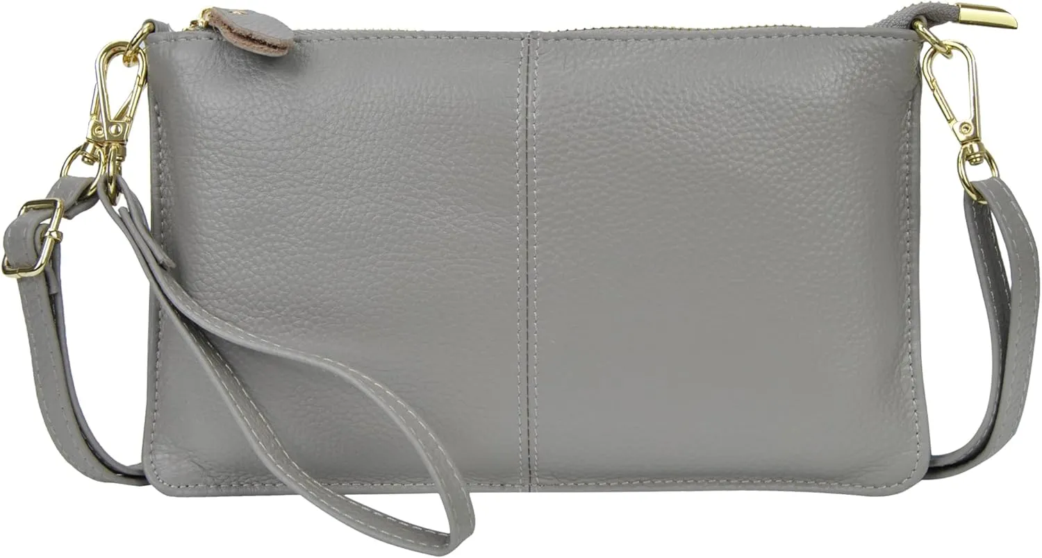 NGIL Women Genuine Leather Crossbody Wristlet, Women's Handbag, Chic Shoulder Bag Small Wristlet Wallet, Golden Accent Zipper