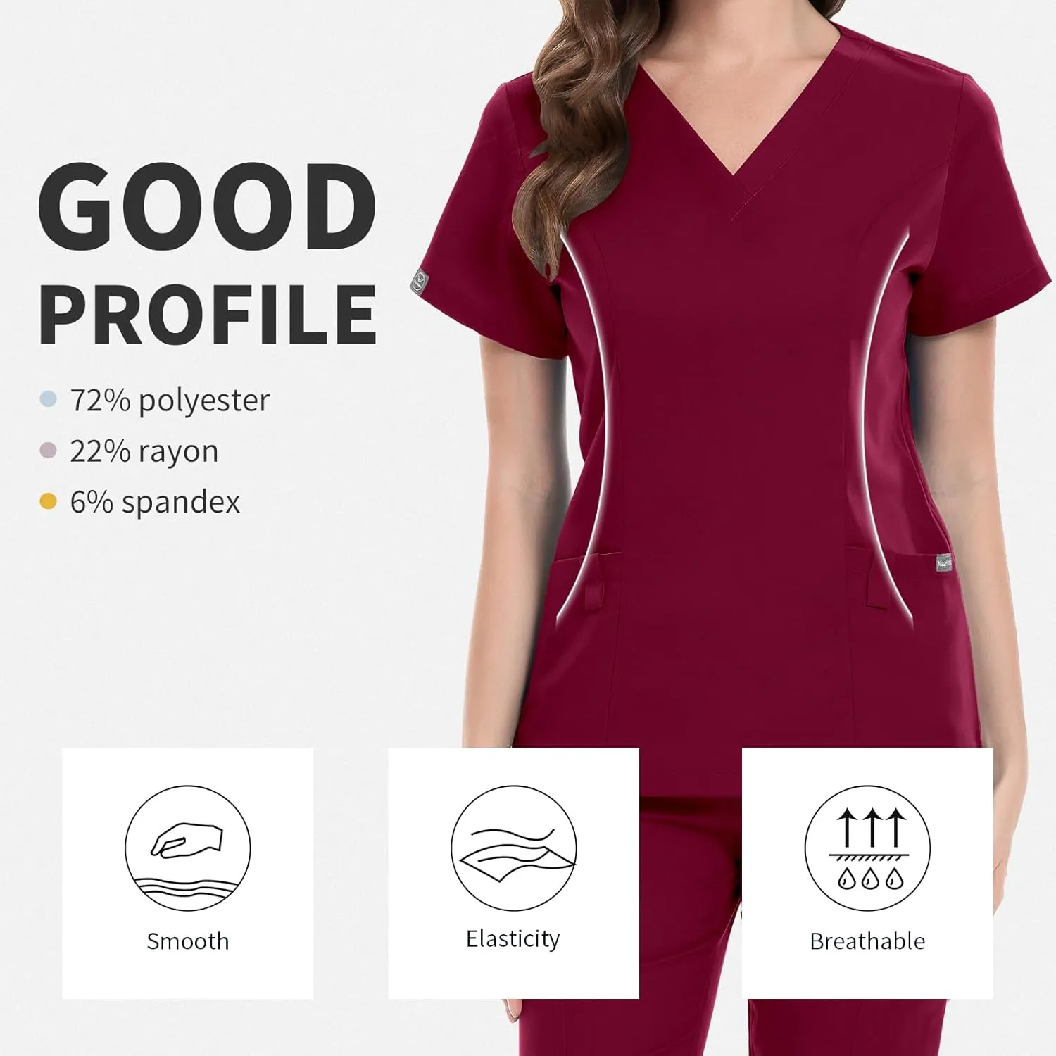 niaahinn Classic Scrub Set for Women - V-Neck Scrub Top & Stylish Scrub Jogger Pants with Multi Pocket Medical Uniform