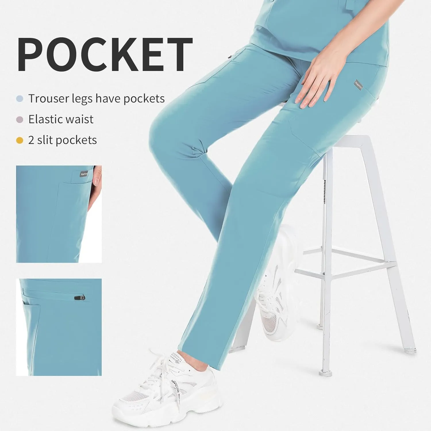 niaahinn Classic Scrub Set for Women - V-Neck Scrub Top & Stylish Scrub Jogger Pants with Multi Pocket Medical Uniform