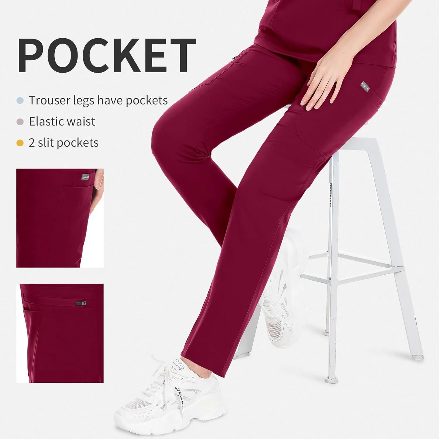 niaahinn Classic Scrub Set for Women - V-Neck Scrub Top & Stylish Scrub Jogger Pants with Multi Pocket Medical Uniform