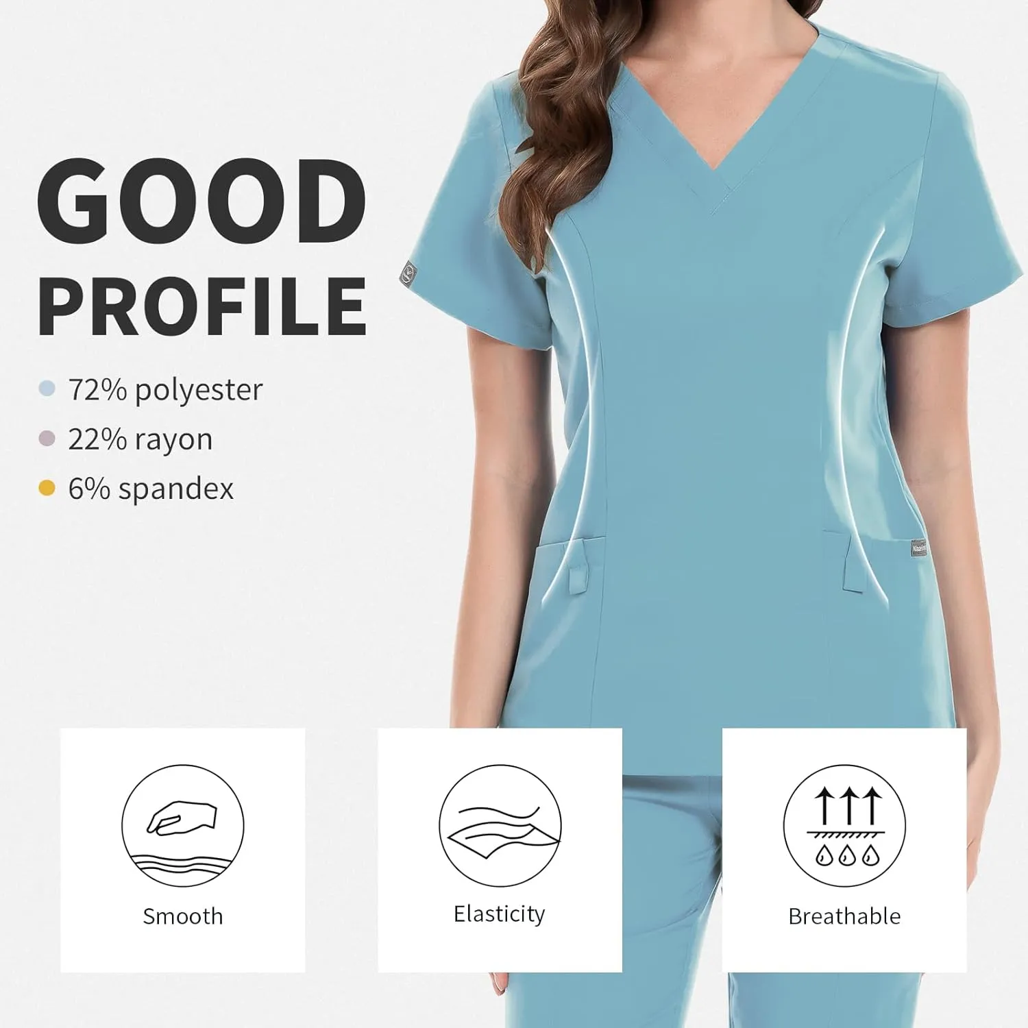 niaahinn Classic Scrub Set for Women - V-Neck Scrub Top & Stylish Scrub Jogger Pants with Multi Pocket Medical Uniform