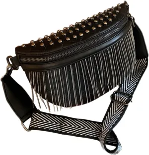 NOLITOY Chic Rivet Shoulder Bag for Women Small Crossbody Fanny Pack Tassel Purse for Mom