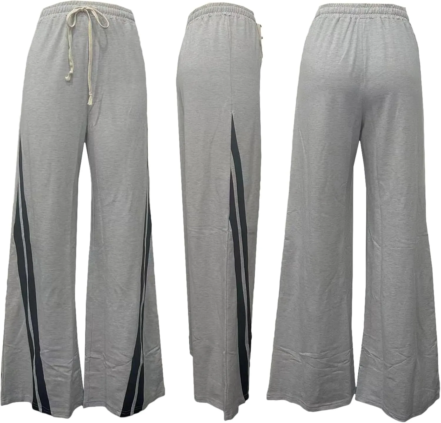 NRTHYE Women's High Waist Wide Leg Sweatpants Straight Leg Pants Casual Striped Pants