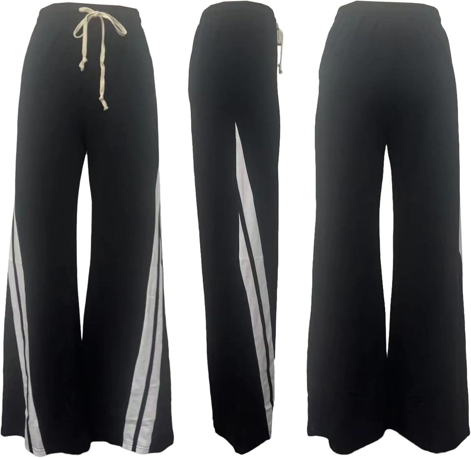 NRTHYE Women's High Waist Wide Leg Sweatpants Straight Leg Pants Casual Striped Pants