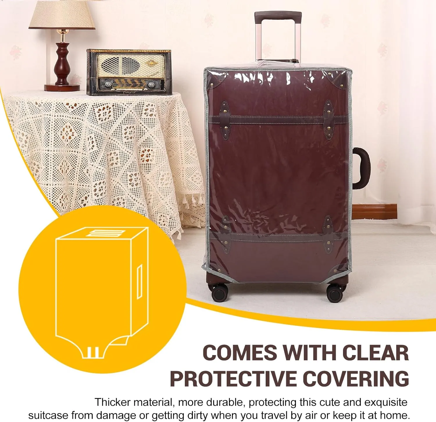 NZBZ Vintage Luggage Sets for Women, PU Leather Retro Suitcase, Vintage Trunk Luggage, Vintage Suitcase Set (Caramel Brown, 4-Piece-Set(14/20/24/28))