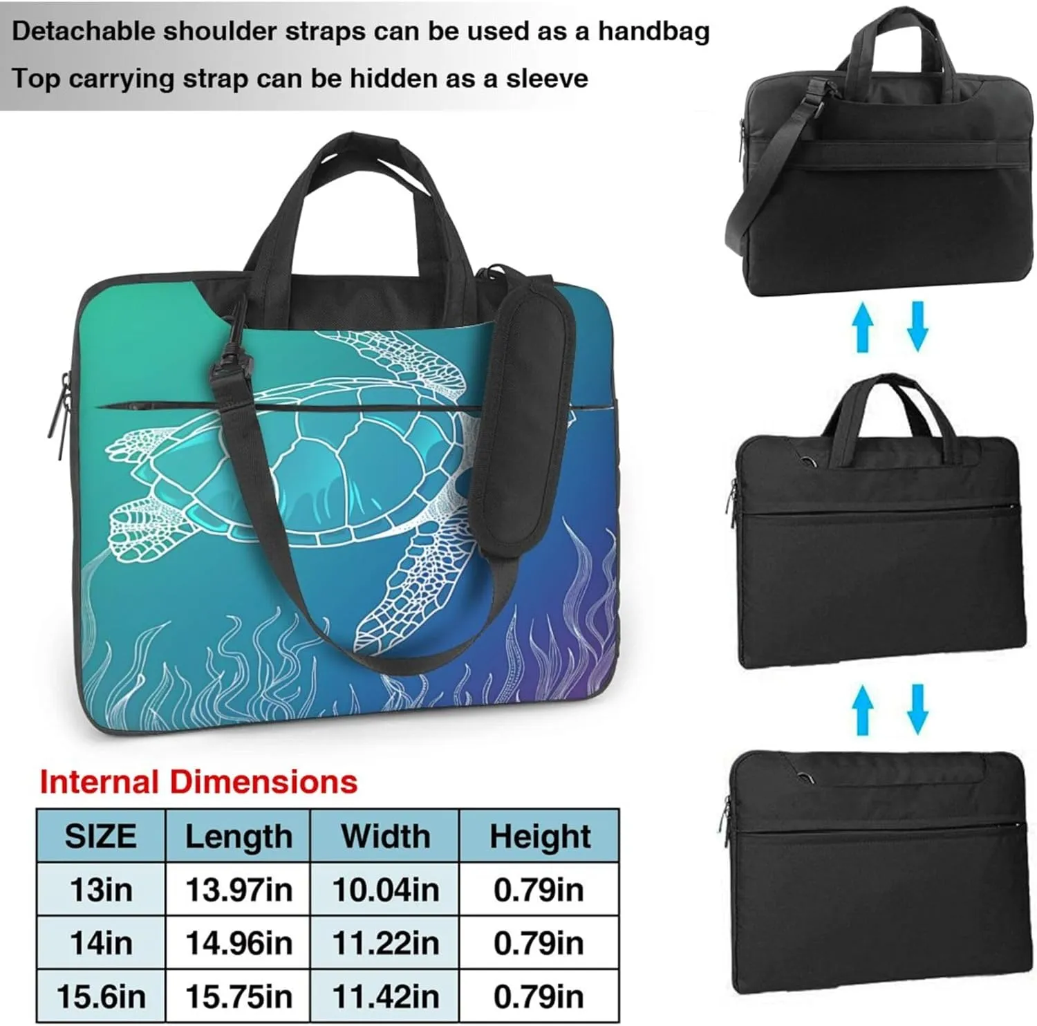 Ocean Animal Sea Turtle Laptop Shoulder Bag for Women, Laptop Sleeve Case Durable Computer Bag