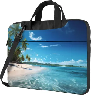 Ocean Beach Palm Tree Laptop Shoulder Bag for Women, Laptop Sleeve Case Durable Computer Bag