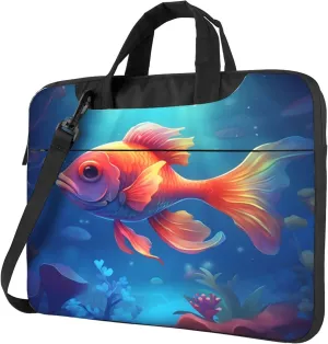 Ocean Cute Goldfish Laptop Shoulder Bag for Women, Laptop Sleeve Case Durable Computer Bag