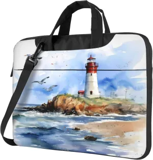 Ocean Lighthouse Laptop Shoulder Bag for Women, Seagull Nautical Laptop Sleeve Case Durable Computer Bag
