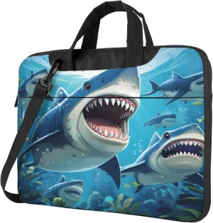 Ocean Shark Laptop Shoulder Bag for Women, Sea Fish Laptop Sleeve Case Durable Computer Bag