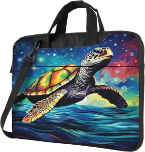Ocean Turtle Laptop Shoulder Bag for Women, Abstract Turtle Laptop Sleeve Case Durable Computer Bag