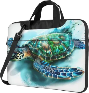 Ocean Turtle Laptop Shoulder Bag for Women, Watercolor Sea Turtle Laptop Sleeve Case Durable Computer Bag