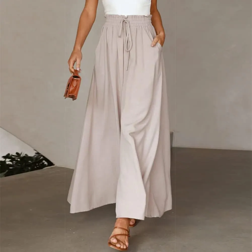 ODIZLI Women Palazzo Wide Leg Pant with Pockets Casual Loose Flowy Pants Solid Color/Floral Print