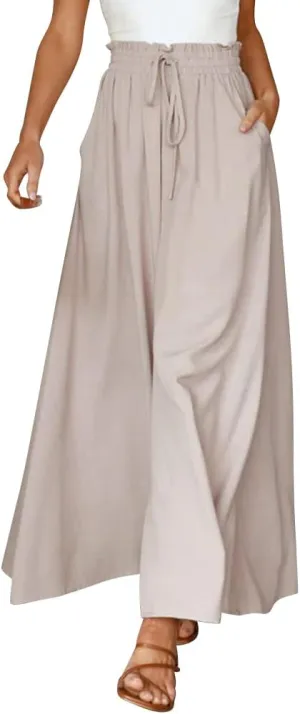 ODIZLI Women Palazzo Wide Leg Pant with Pockets Casual Loose Flowy Pants Solid Color/Floral Print
