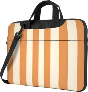 Orange Striped Laptop Shoulder Bag for Women, Striped Painted Laptop Sleeve Case Durable Computer Bag