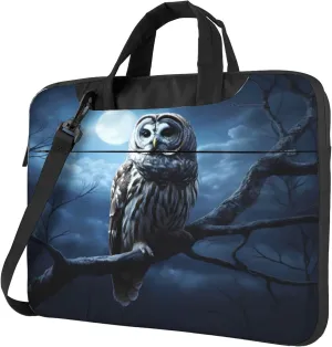 Owl Moon Laptop Shoulder Bag for Women, Halloween Bird Laptop Sleeve Case Durable Computer Bag