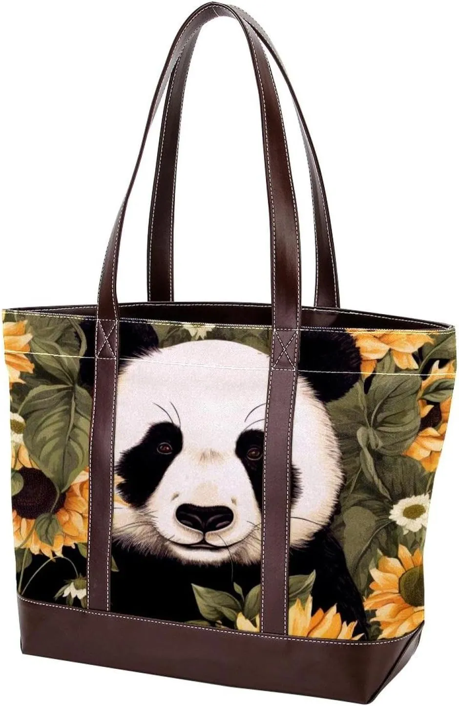 Panda Sunflower-507 Shoulder Purses for Women Large Soft Washed Leather Purses and Durable Handbags
