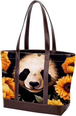 Panda Sunflower-507 Shoulder Purses for Women Large Soft Washed Leather Purses and Durable Handbags