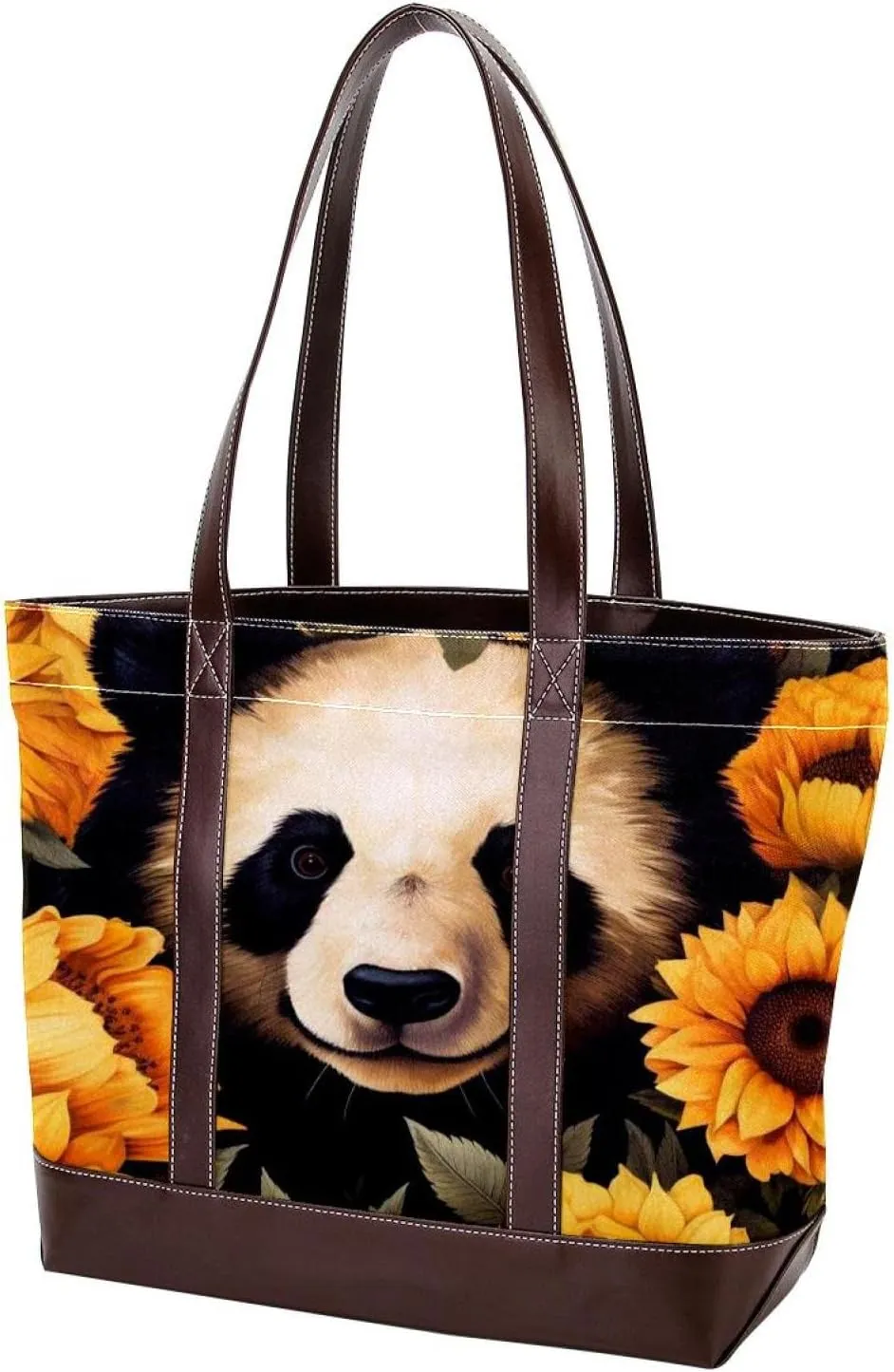Panda Sunflower-507 Shoulder Purses for Women Large Soft Washed Leather Purses and Durable Handbags