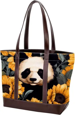 Panda Sunflower-507 Shoulder Purses for Women Large Soft Washed Leather Purses and Durable Handbags