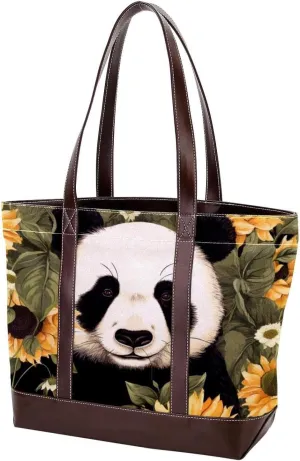 Panda Sunflower-507 Shoulder Purses for Women Large Soft Washed Leather Purses and Durable Handbags