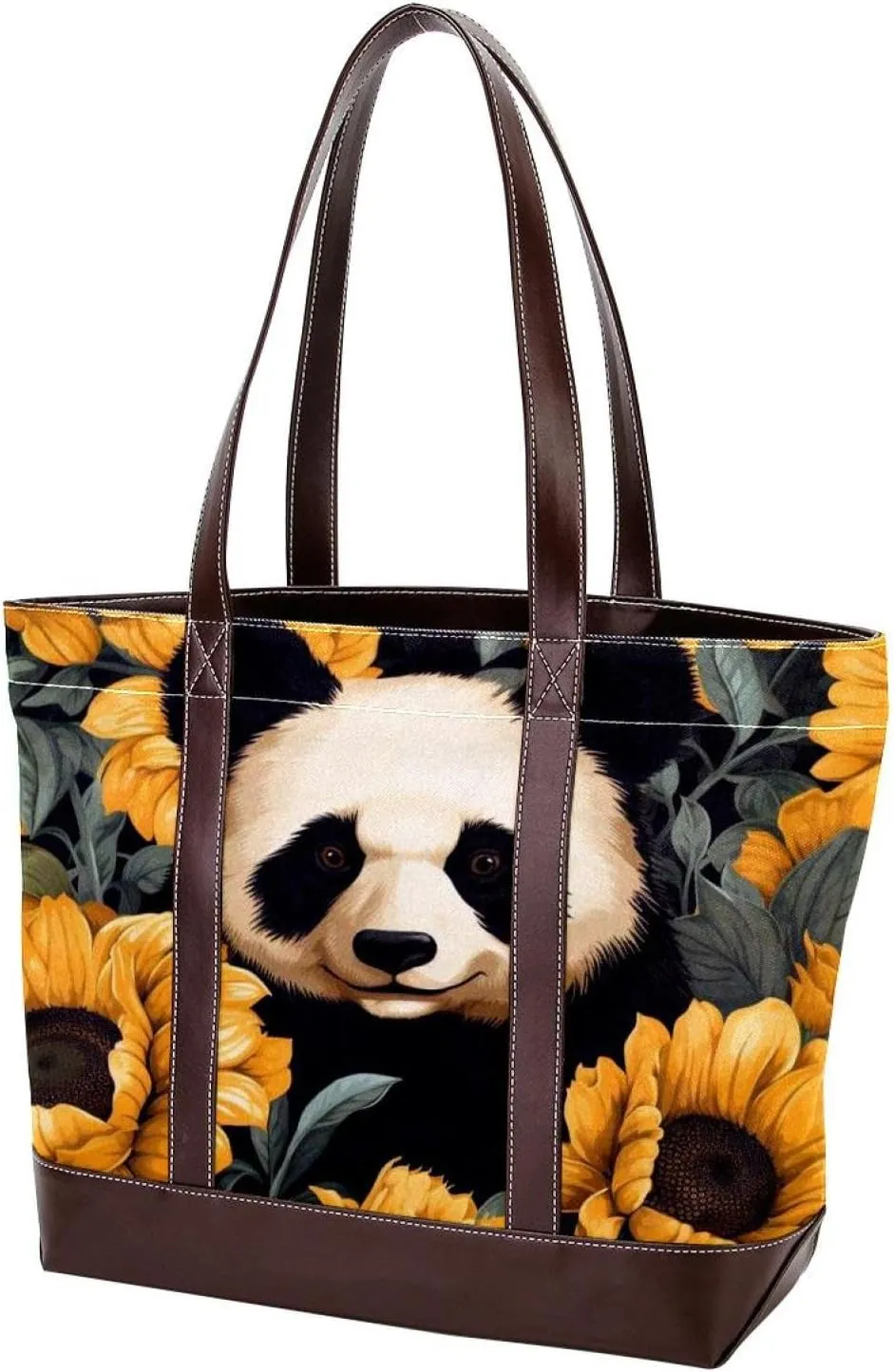 Panda Sunflower-507 Shoulder Purses for Women Large Soft Washed Leather Purses and Durable Handbags