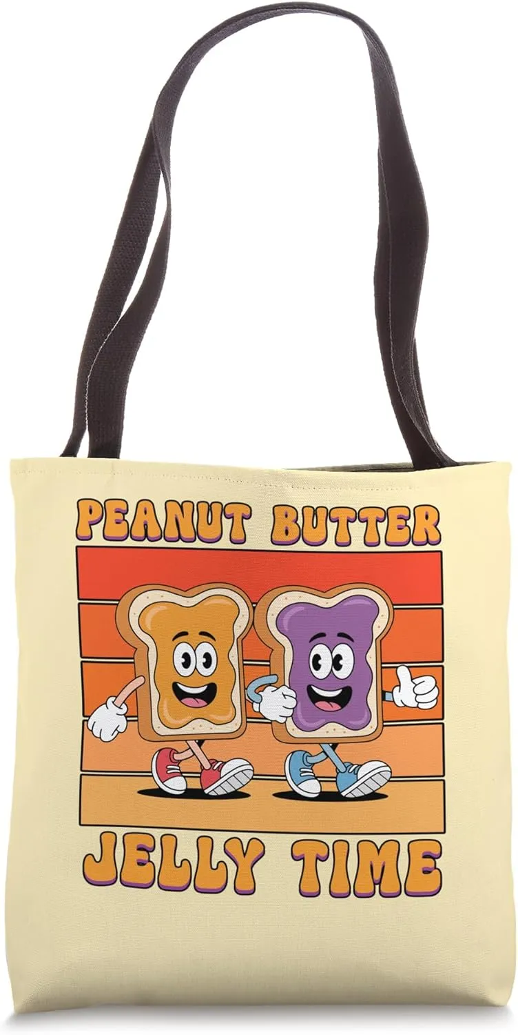 Peanut Butter Jelly Time Men Women Kids Matching Couples Fun Tote Bag