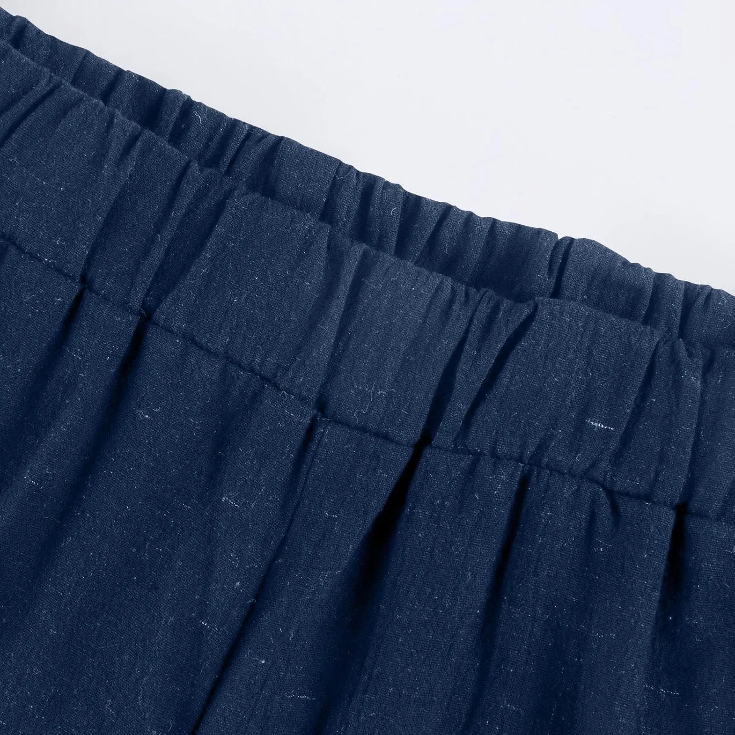 Pedal Pushers for Women Elastic Wasit Linen Shorts Summer Boho Lightweight Baggy Cropped Capris Pants with Pockets