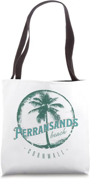 Perransands Cornwall s Retro Surf & Palm Tree s Beach Tote Bag