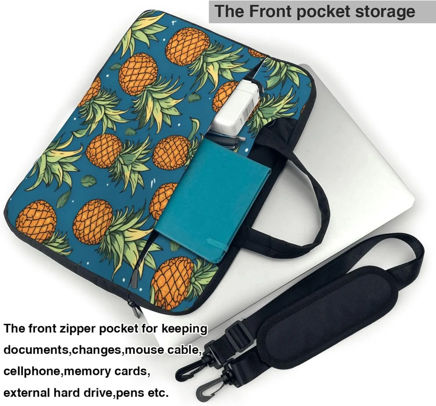 Pineapple Tropical Fruit Laptop Shoulder Bag for Women, Laptop Sleeve Case Durable Computer Bag