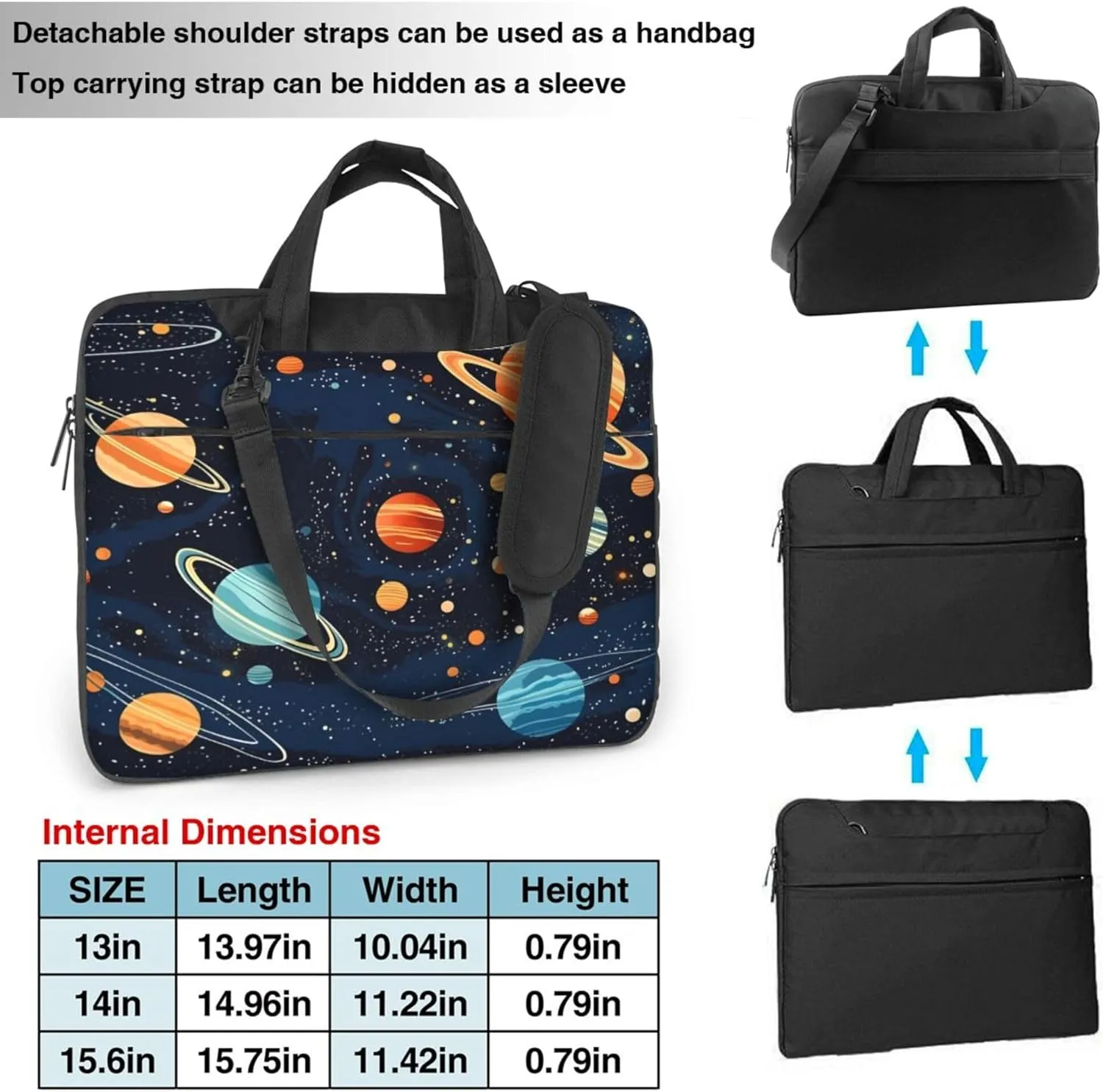 Planets Star Galaxy Space Laptop Shoulder Bag for Women, Laptop Sleeve Case Durable Computer Bag