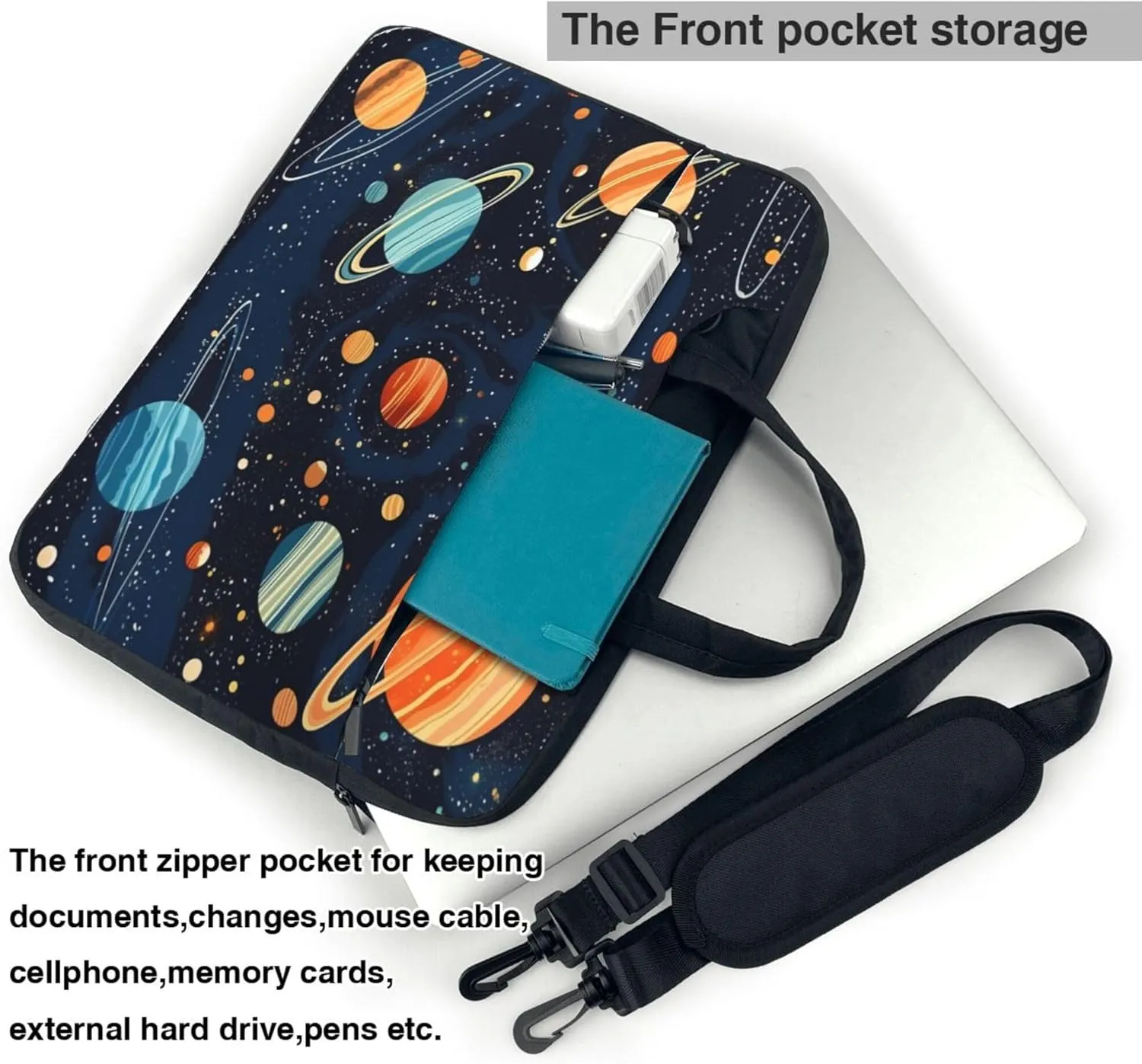Planets Star Galaxy Space Laptop Shoulder Bag for Women, Laptop Sleeve Case Durable Computer Bag