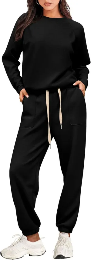 PRETTYGARDEN Women's 2 Piece Tracksuit Outfits Casual Long Sleeve Top High Waisted Sweatpants Lounge Jogger Set