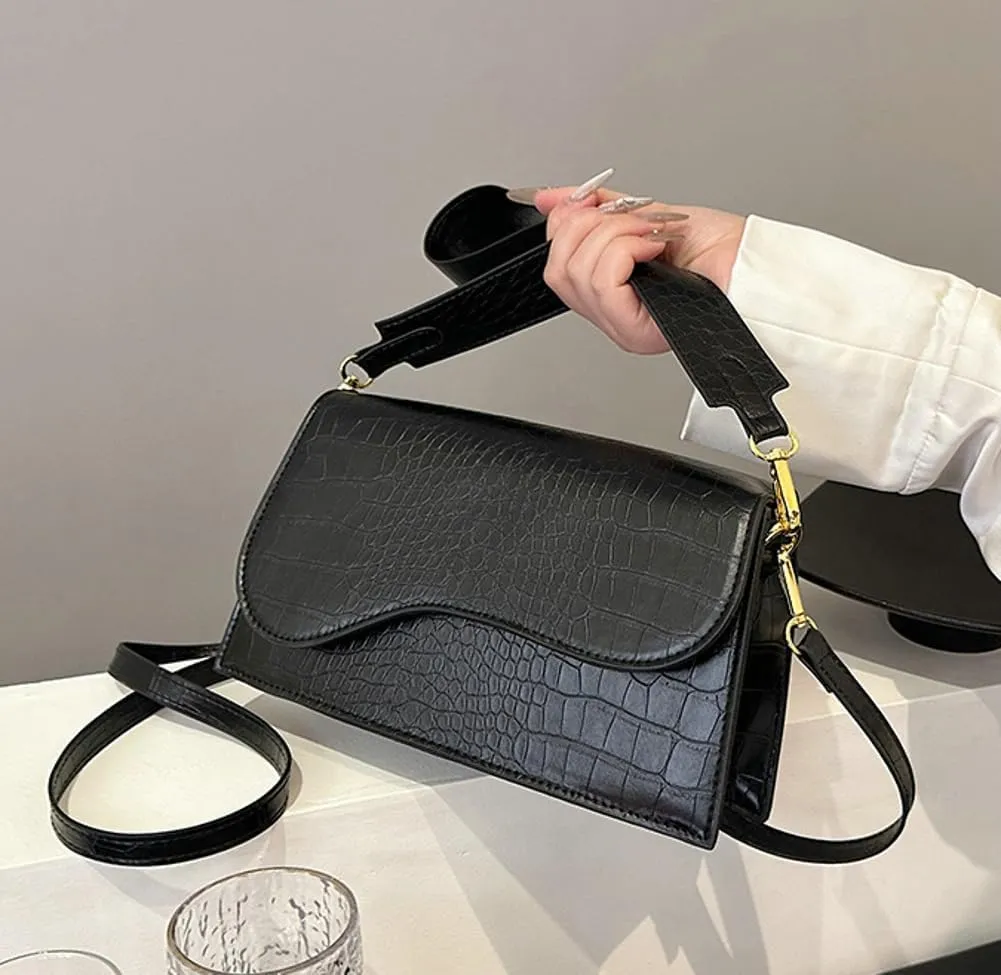 PU and Canvas Bag for Women Trendy Shoulder Purses Handbag Chic Crossbody Hobo Bag with Removable Strap
