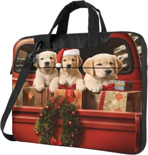 Puppy in Truck Christmas Dog Laptop Shoulder Bag for Women, Laptop Sleeve Case Durable Computer Bag