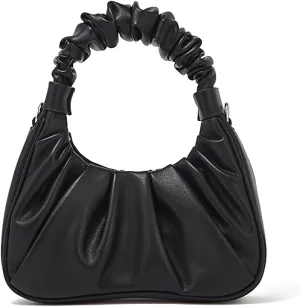 Purse Vintage Retro Shoulder Bag Vegan Leather 90s Rachel Bag Mini Purse Fashion Bag Chic (Midnight Black)